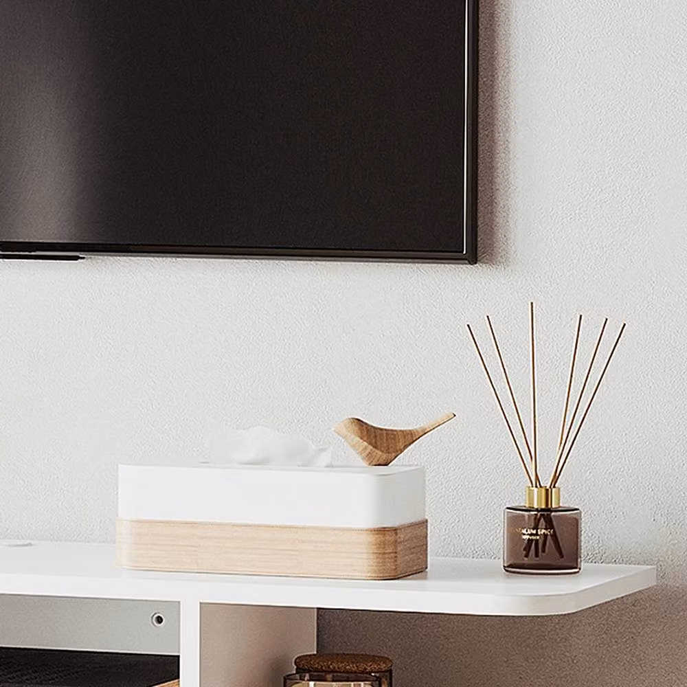 STILVORA White Wall Mounted TV Unit with Shelves and Media Compartments – 6