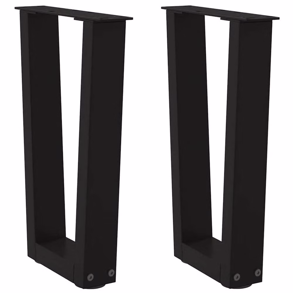 Berkfield Home V-Shape Dining Table Legs, 2 Piece Black Steel Set, W: 38 cm, H: 42-43.3 cm – 1