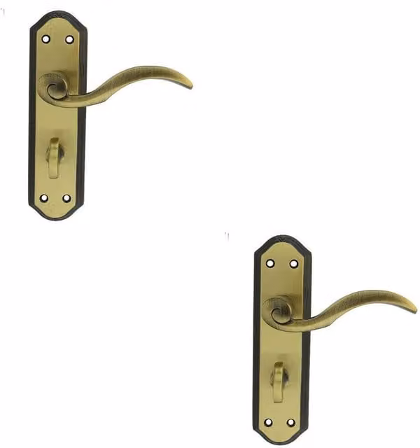 Loops 2x Pair Spiral Sculpted Lever Bathroom Backplate in Florentine Bronze, W: 180 mm, H: 48 mm