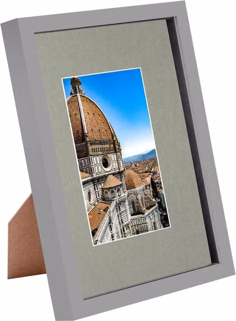 Nicola Spring Grey Rectangular 3D Shadow Box Frame with A5 Mount, A4, W/H: 30.48 x 21.0 cm