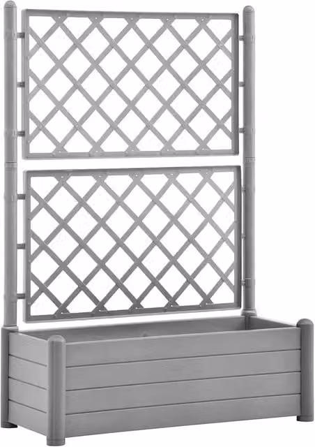 Berkfield Home Garden Planter with Trellis in Stone Grey, W/D/H: 100 x 43 x 142 cm