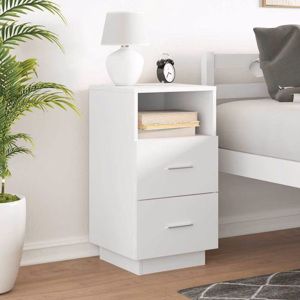 Berkfield Home Bedside Cabinet with 2 Drawers, White, W/D/H: 36 x 36 x 68 cm – 2