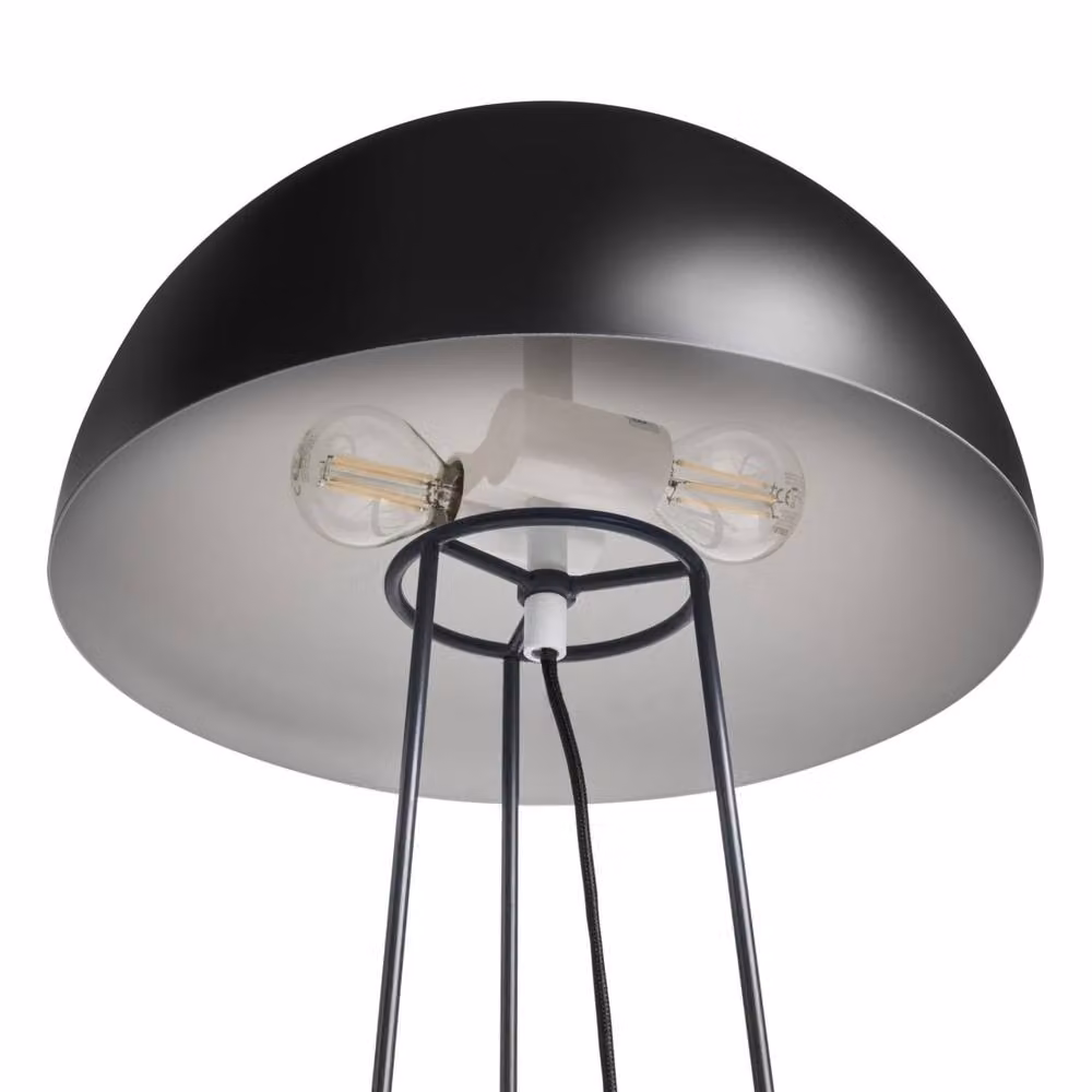 Wyld and Coco Black Metal Minimalist Two-Bulb Table Lamp – 3