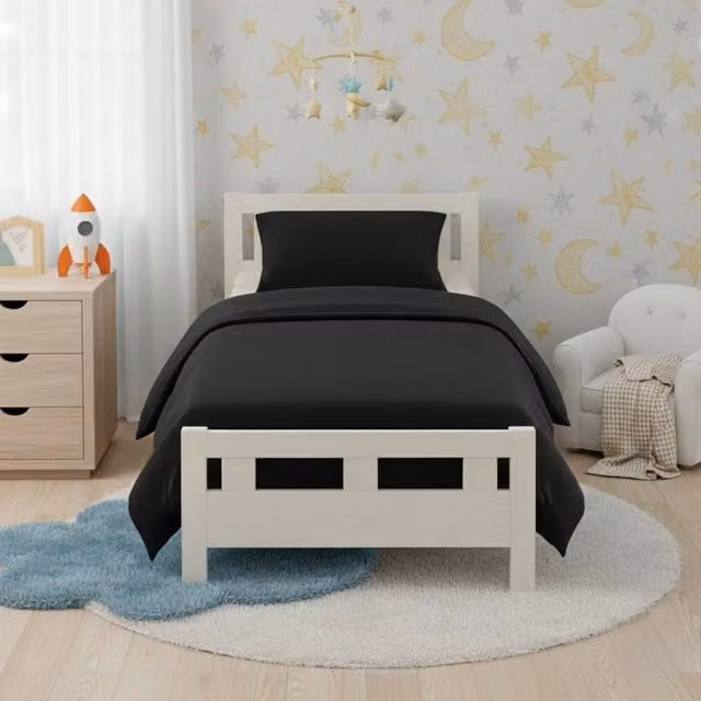 Snug City Black Flannelette Cotton Cot Bed Duvet Cover and Pillowcase Set, W/D/H: 120 x 60 x 40 cm – 1