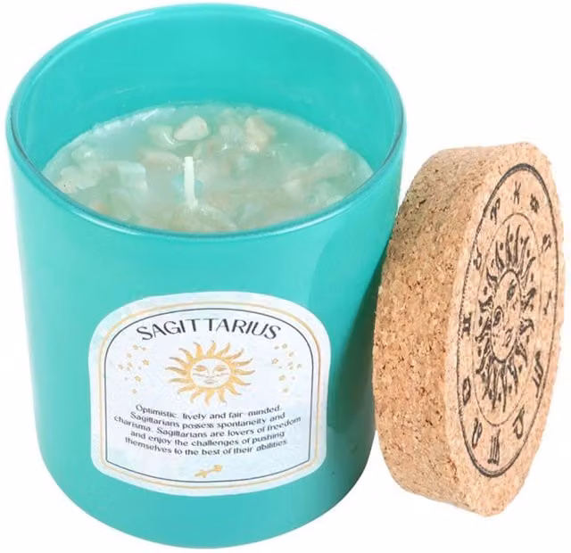 Something Different Sagittarius Ylang Ylang & Amber Turquoise Chips Scented Candle in Mid Blue