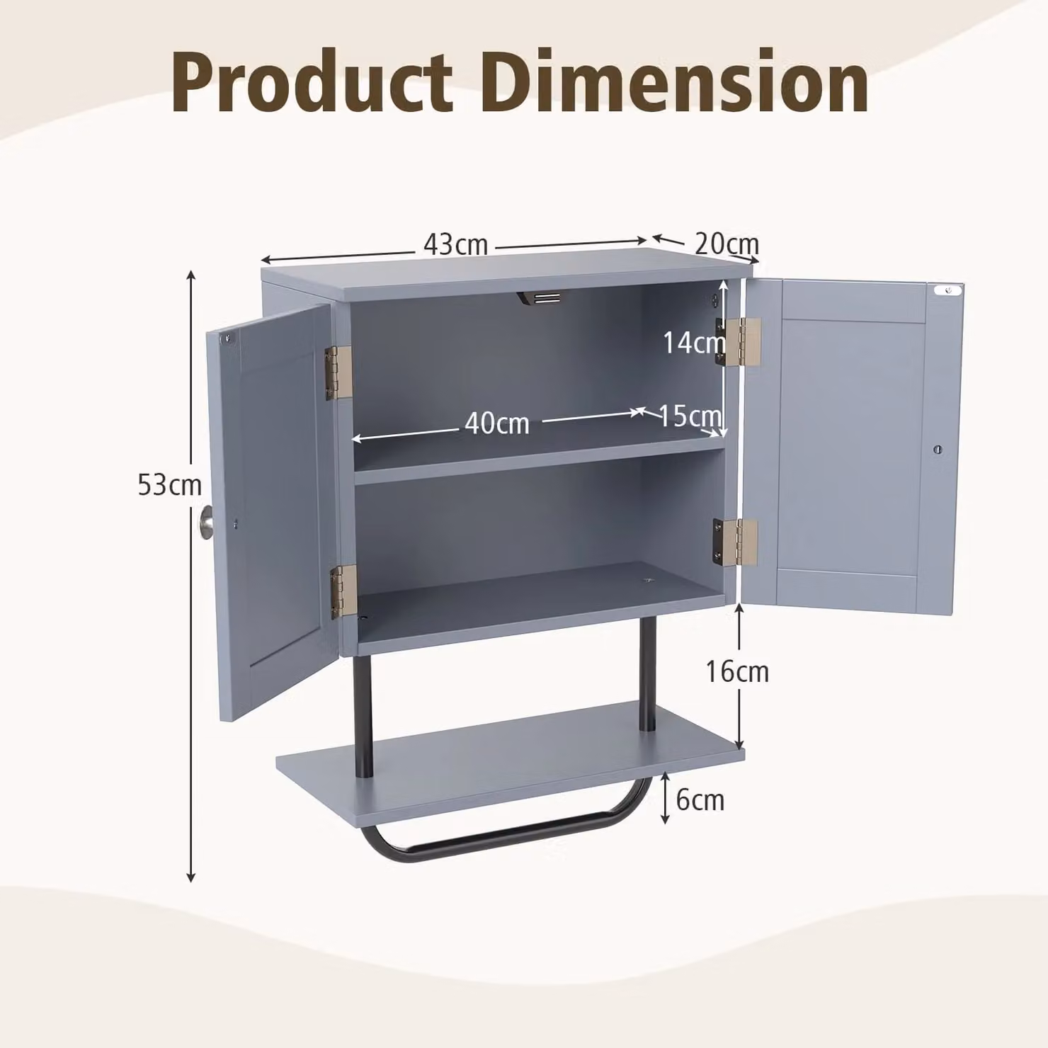 Gymax Grey Wall-Mounted Bathroom Medicine Cabinet with Mirror and Internal Shelves – 2