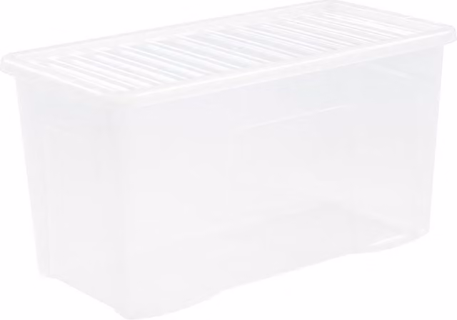 Wham Plastic Storage Box with Lid, Transparent/White, 110 l