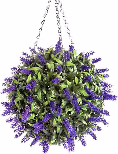 Best Artificial Purple Lush Lavender Hanging Basket Topiary Ball, Diameter: 28 cm