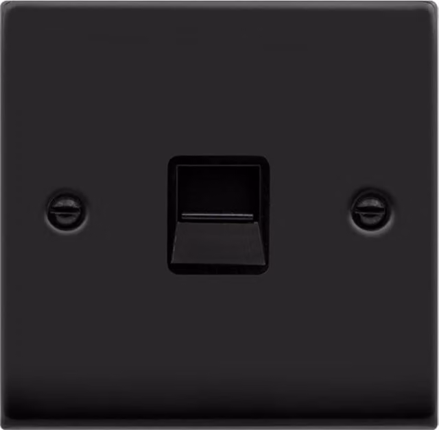 SE HOME Matt Black Master Telephone Single Surface Socket Plate