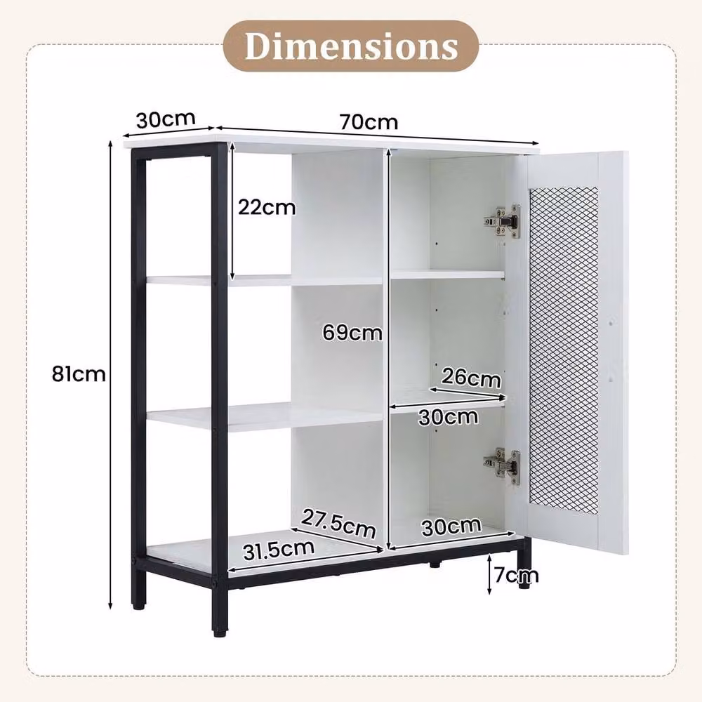 Kelvenix Modern White Metal Sideboard Storage and Buffet Cabinet – 2