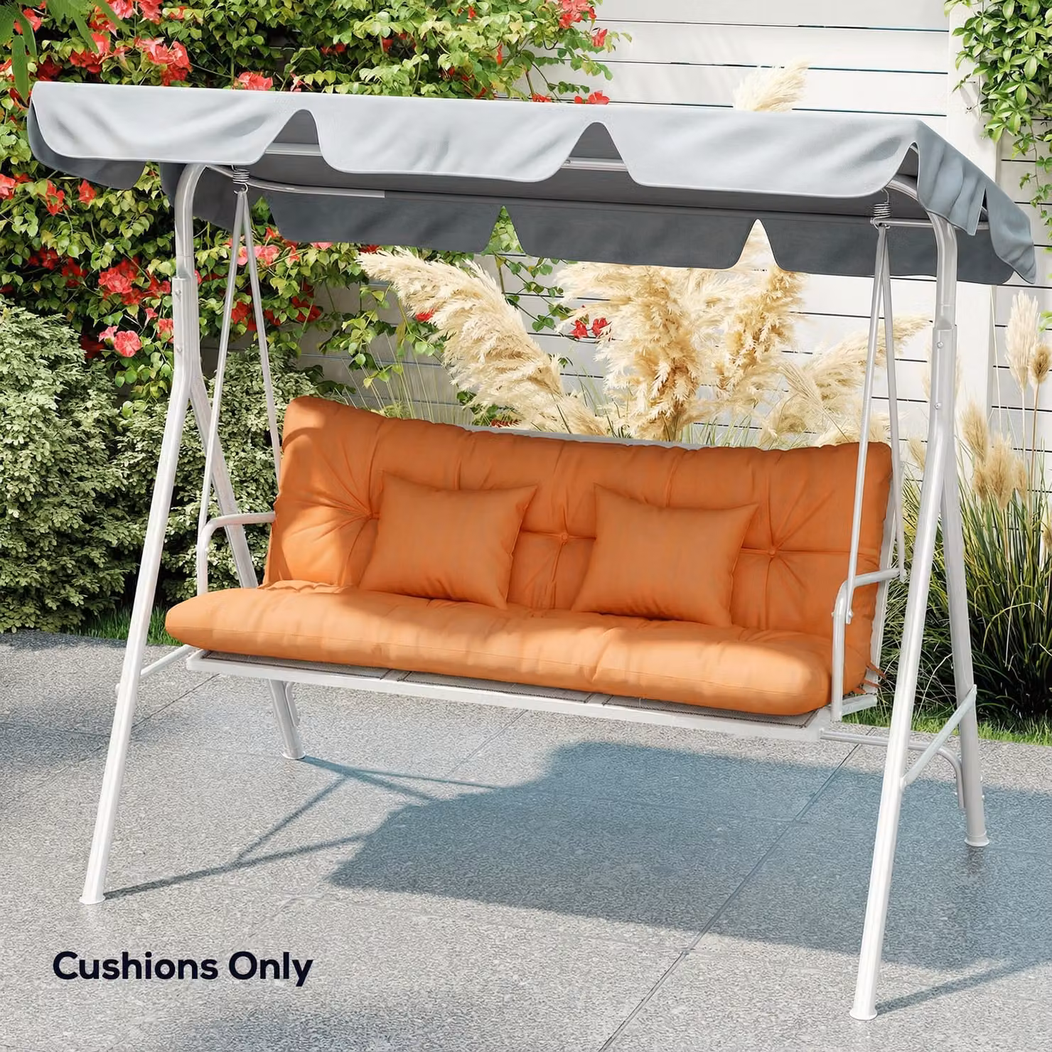 Outsunny Orange Water Repellent Outdoor Seat and Back Cushion Set with 2 Pillows for 3-Seater Chairs – 5