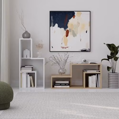 Decortie Glis Modern TV Unit in White and Oak, W/D/H: 90 x 45 x 35 cm – 6