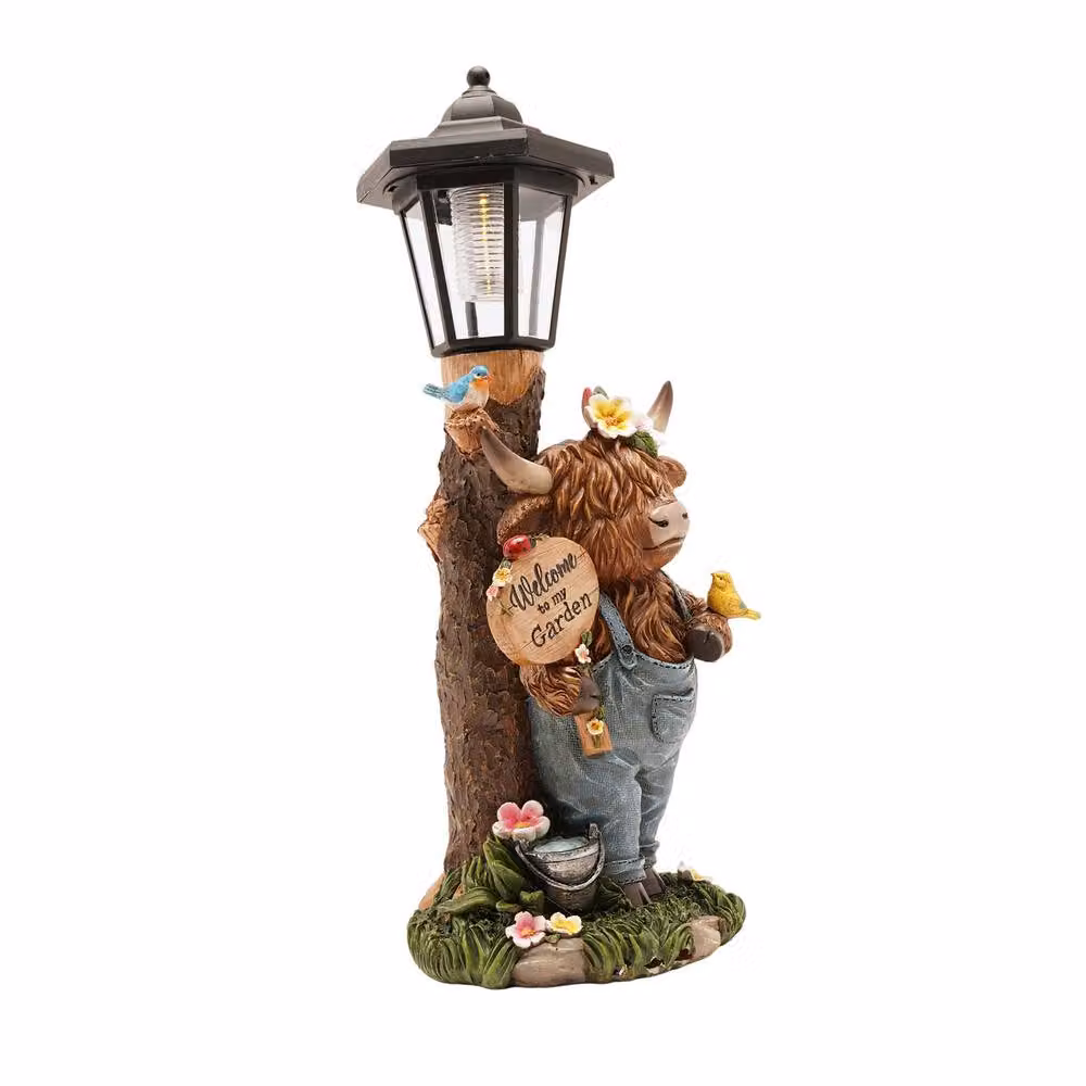 Country Living Highland Cow Solar Powered Lantern in Brown – 2