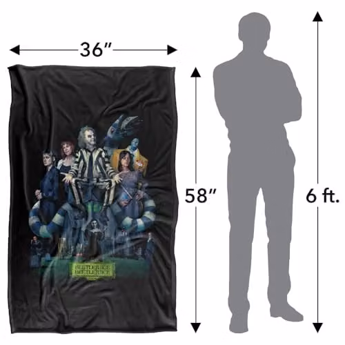 LOGOVISION Beetlejuice Beetlejuice 2024 Vintage Poster Super Soft Fleece Throw Blanket, Multicolour, W: 91.44 cm, L: 147 cm – 4