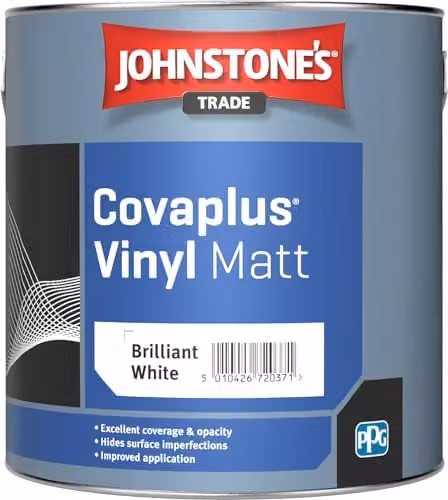 Johnstone's Vinyl Matt Paint in Brilliant White, 2.5 l