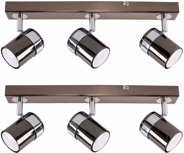 ValueLights Rosie Black 3 Way Bar Ceiling Spotlight Pair