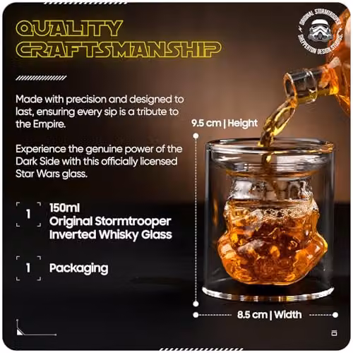 ThumbsUp! Original Stormtrooper Inverted Whisky Glass, Transparent, 150ml – 6