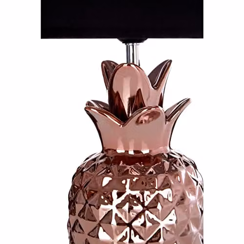 Orsina Pineapple Table Lamp with Copper Ceramic Base and Fabric Shade in Black and Gold, W/D/H: 23 x 23 x 40 cm – 3