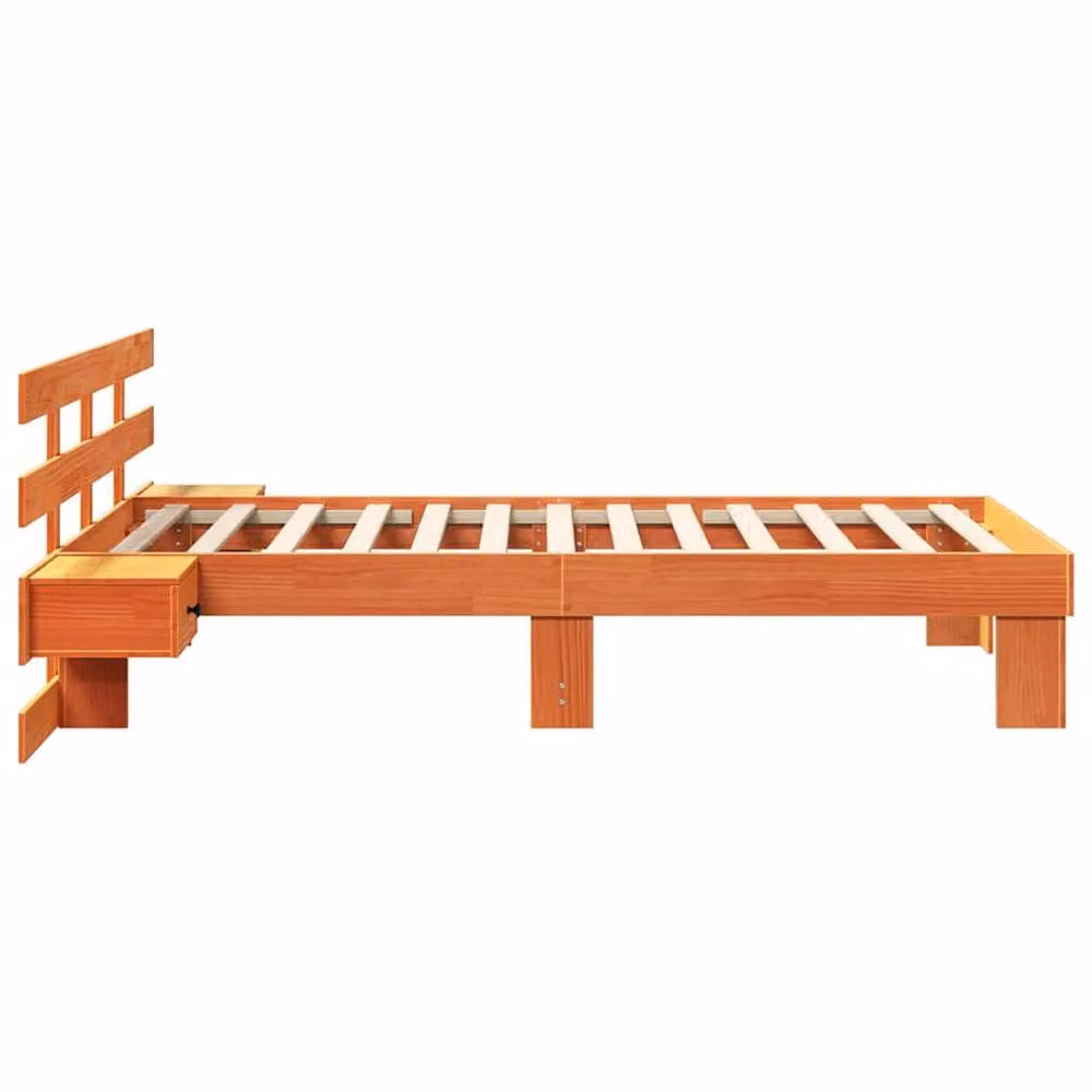 Berkfield Home Modern Solid Pine Wood Bed with Drawer, Brown, W: 100 cm, L: 200 cm – 4