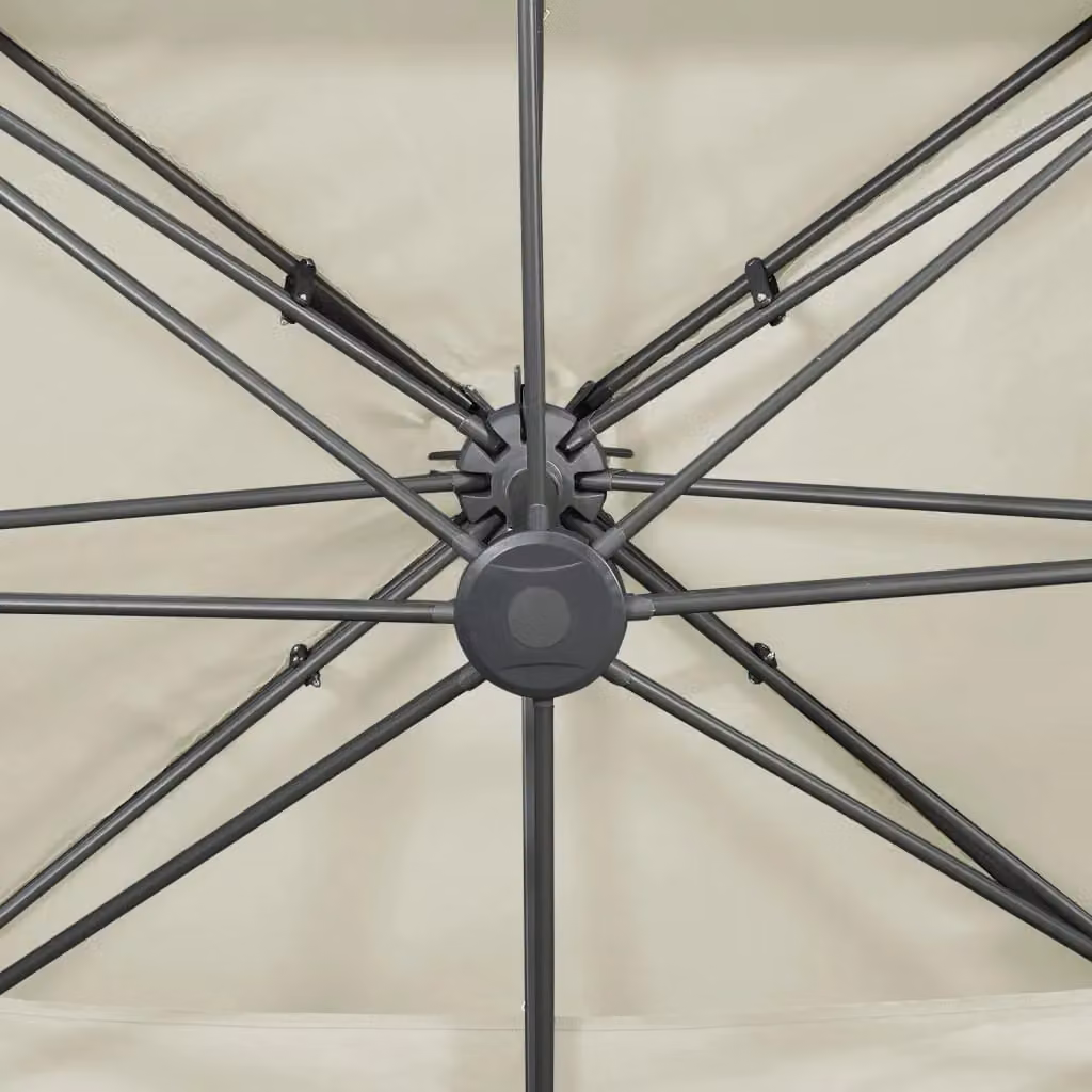 Berkfield Home Cantilever Garden Parasol with Double Top in Beige Sand, W: 400 cm, D: 300 cm, H: 274 cm – 2
