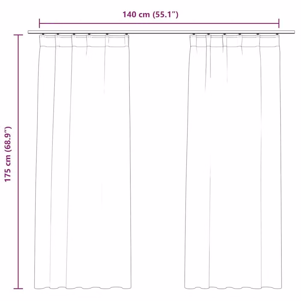 Berkfield Home Blackout Velvet Curtains, 2 Pack, Antique Pink, W: 140 cm, H: 175 cm – 4