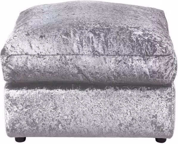 LUXURY LIFE Dylan Crushed Velvet Fabric Footstool in Silver