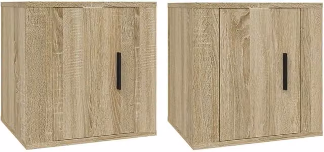 Berkfield Home Wall Mounted TV Cabinets, 2 Piece Set in Sonoma Oak Light Brown, W/D/H: 40 x 34.5 x 40 cm