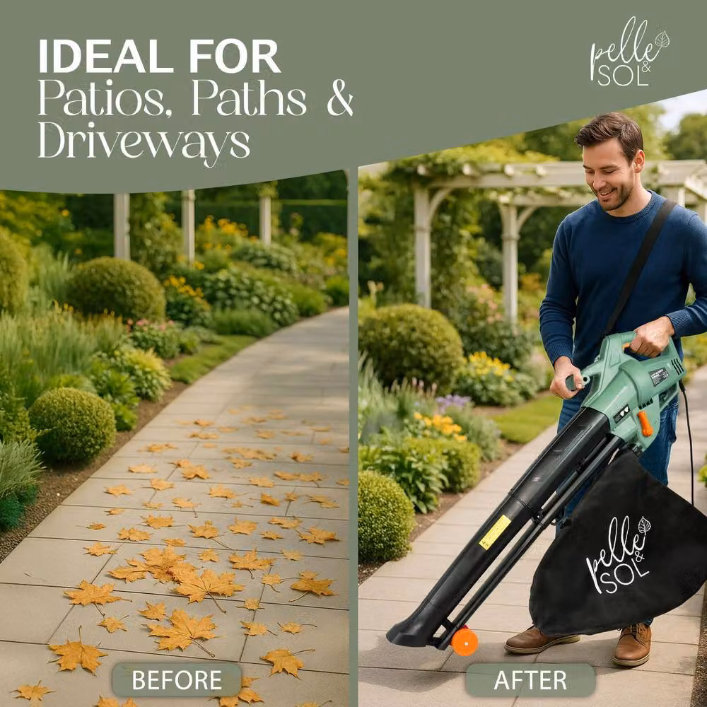 Pelle & Sol 3300W Corded 3-in-1 Leaf Blower and Vacuum in Black – 4