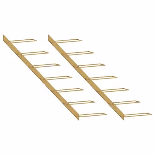 vidaXL Set of 2 Modern Wall-mounted Wine Racks, Gold Matt Metal, Holds 7 Bottles