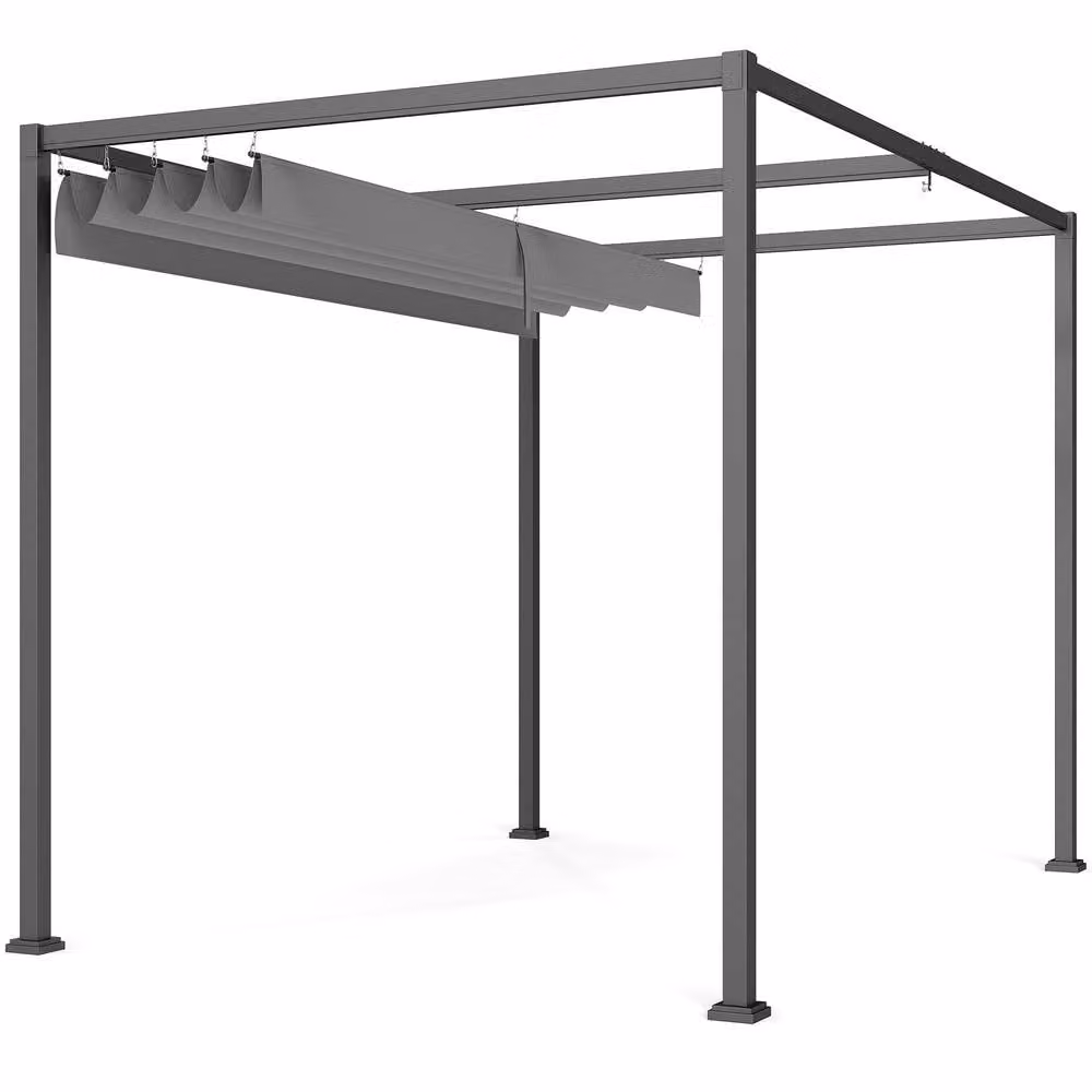 Outsunny Metal Pergola Gazebo with Retractable Canopy in Grey, W/D/H: 285 x 221 x 213 cm – 3