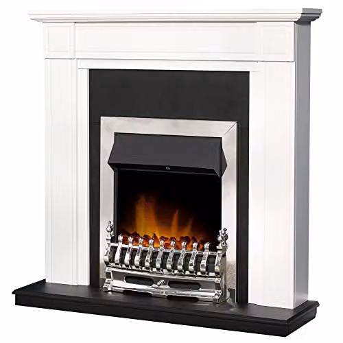 Adam Georgian Fireplace in White and Black with Blenheim Chrome Electric Fire, 39 Inch – 4