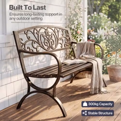 Levede Butterfly Cast Iron Garden Bench in Bronze – 2