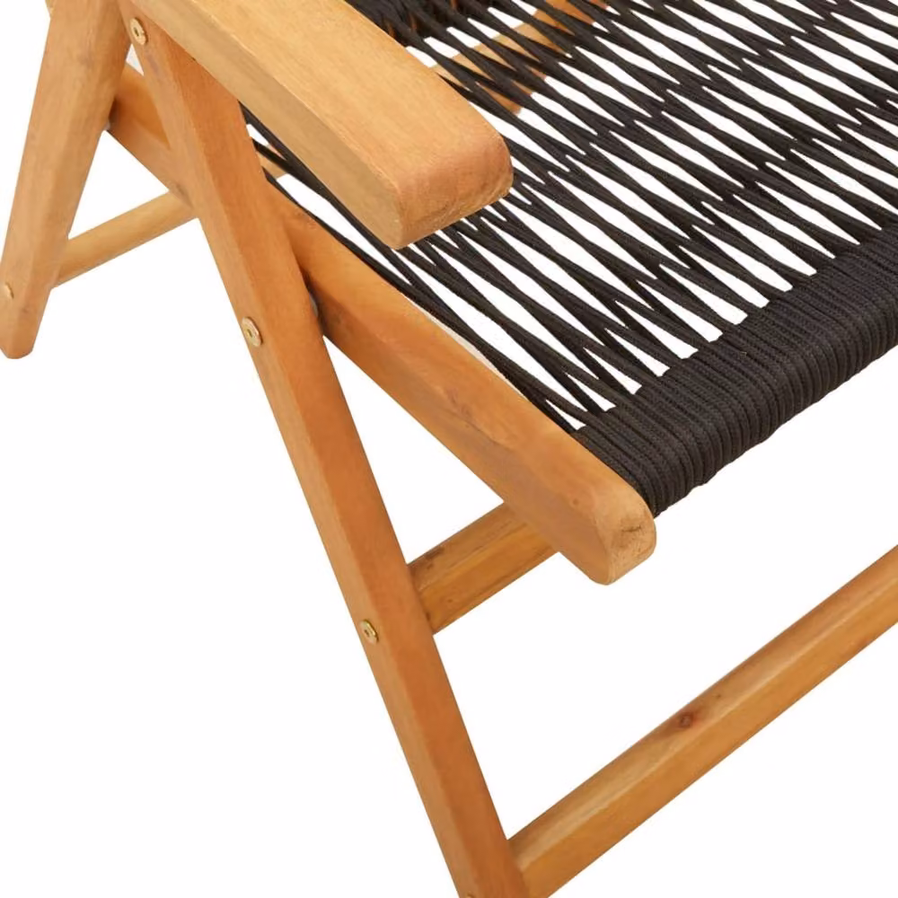 Berkfield Home Set of 6 Reclining Acacia Wood Garden Chairs in Black – 3