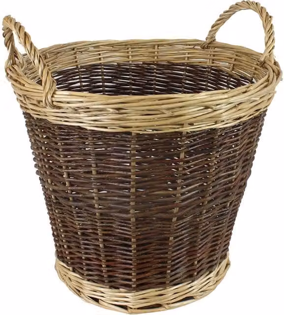 JVL Brown Open Weave Willow Log Basket with Handles – 1