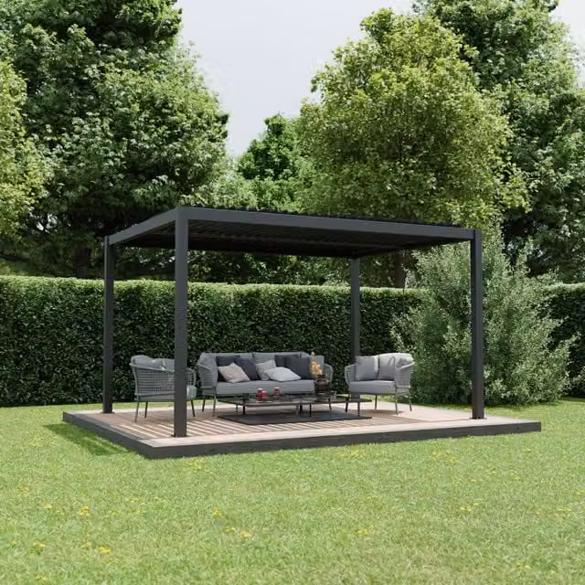 Agadon Aluminium Pergola Shading System in Anthracite Grey, W/D/H: 389.0 x 290.0 x 230.6 cm – 1