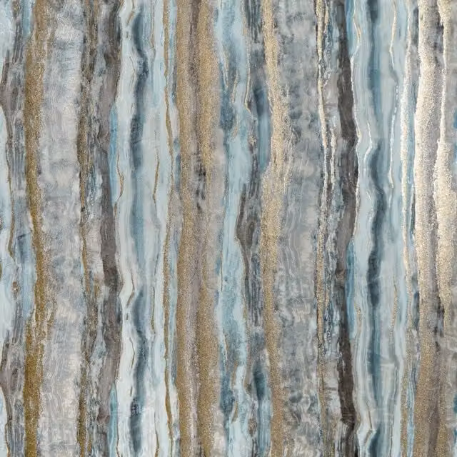 I Love Wallpaper Oslo Abstract Wallpaper in Blue, Brown and Gold Metallic