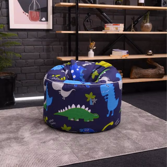 Ready Steady Bed Dino Printed Kids Bean Bag Chair in Blue