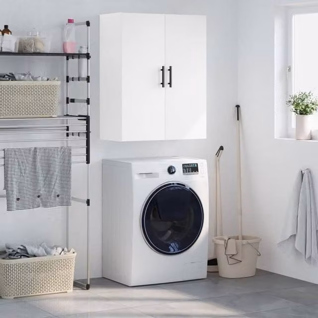 Berkfield Home Wall Mounted Cabinet in White, W/D/H: 69.5 x 34 x 90 cm – 1