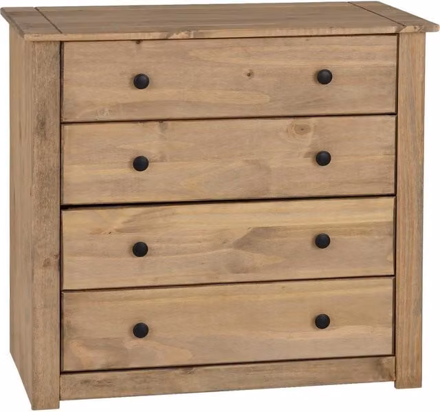 FORGEVIO 4 Drawer Chest in Brown Natural Waxed Solid Pine Wood – 1