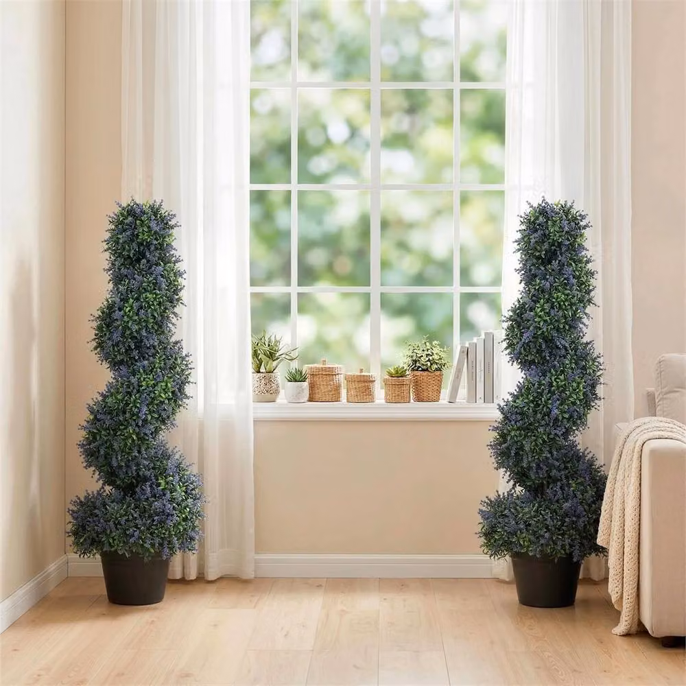 Havendro Set of 2 Purple Artificial Lavender Topiary Trees, Height: 90 cm – 5