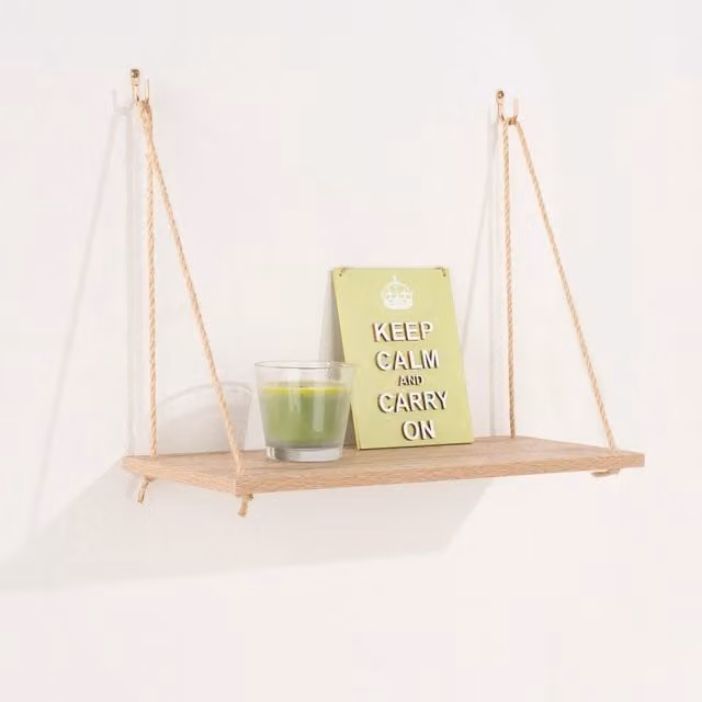 Core Products Ltd Oak Rope Wall Mounted Shelf in Brown