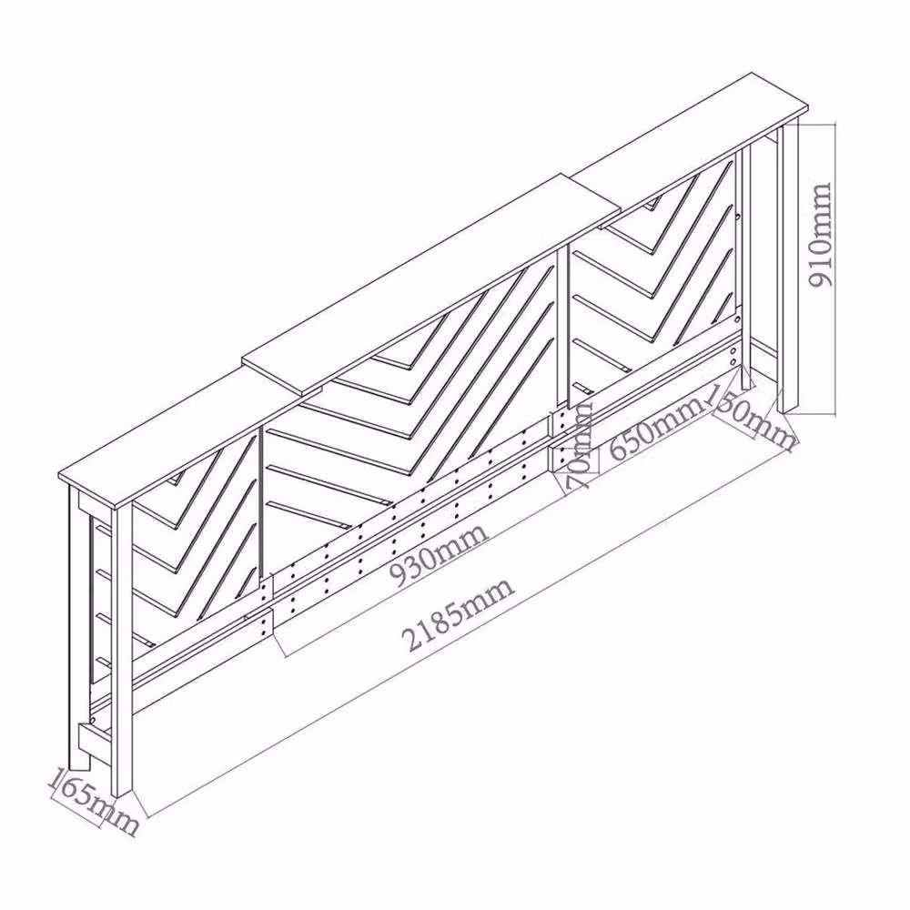 FORGEVIO Black Modern Chevron Slat Radiator Cover MDF Cabinet with Internal Shelves – 2