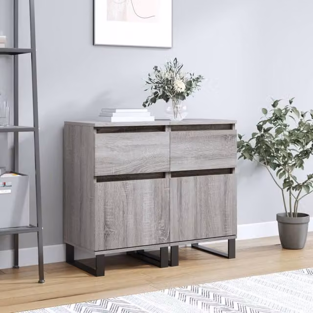 Berkfield Home Set of 2 Grey Sonoma Sideboards in Engineered Wood W/D/H: 40 x 35 x 70 cm – 1