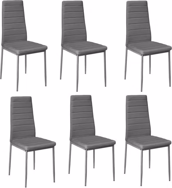 Living and Home Set of 6 Grey PU Leather Armless High Back Dining Chairs – 1