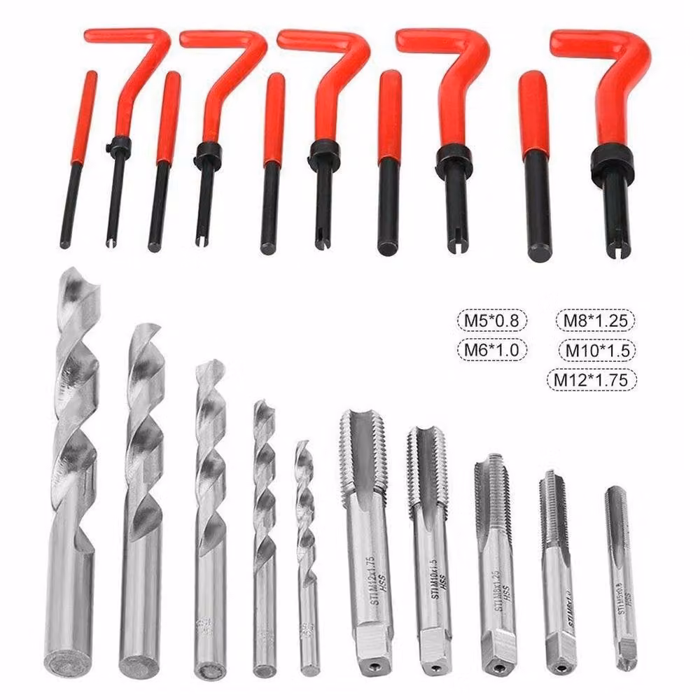 FLAVORA 131-Piece Metric Helicoil Thread Repair Kit in Red – 2
