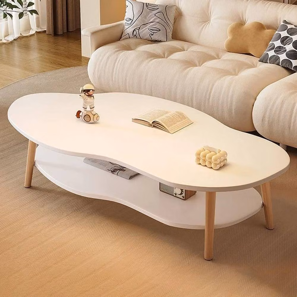 SPETLEK White Modern Oval Coffee Table with Rounded Edges, W: 100 cm, D: 60 cm – 2