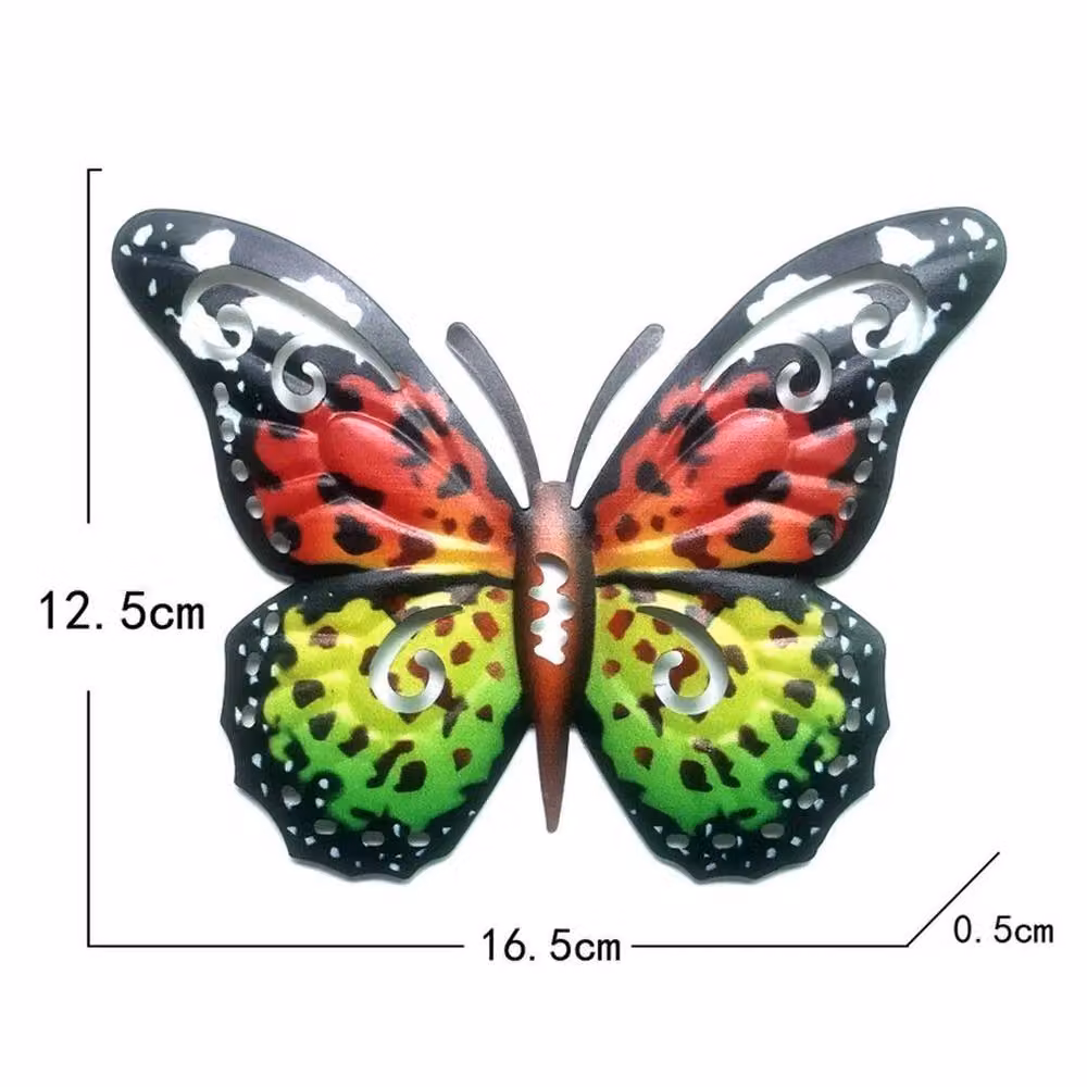 FLAVORA 4-Piece Multicolour Metal Butterfly Garden Fence and Wall Art, W: 100 cm, H: 15 cm – 2