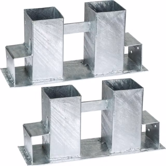 tectake Set of 2 Galvanised Steel Wall Mounted Log Holder Brackets, Silver