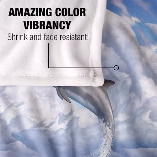 JQ Licensing Jlo Dolphin Clouds Silky Touch Super Soft Fleece Throw Blanket, Blue Multicolour, W: 91 cm, D: 147 cm – 4