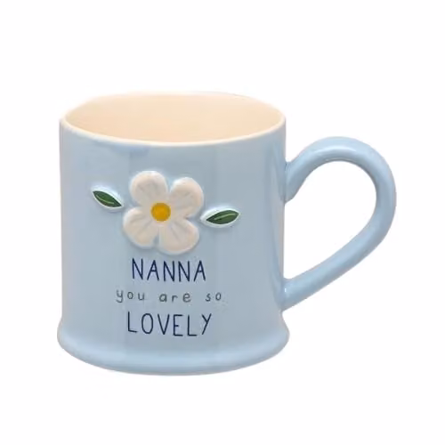 Widdop and Co Blue Ceramic Floral Mug for Nanna, 290ml – 1